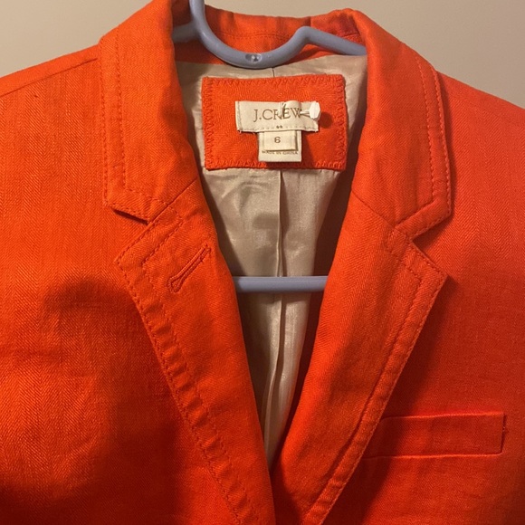 J. Crew Linen Orange Blazer size 6 - Picture 8 of 12
